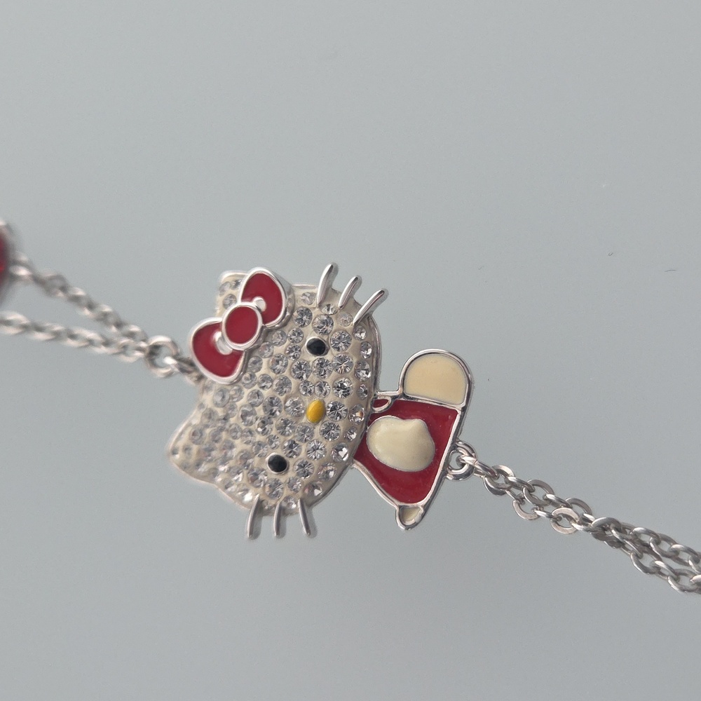 NWB Swarovski X Sanrio Hello Kitty Red and Silver Charm Necklace - Picture 7 of 13